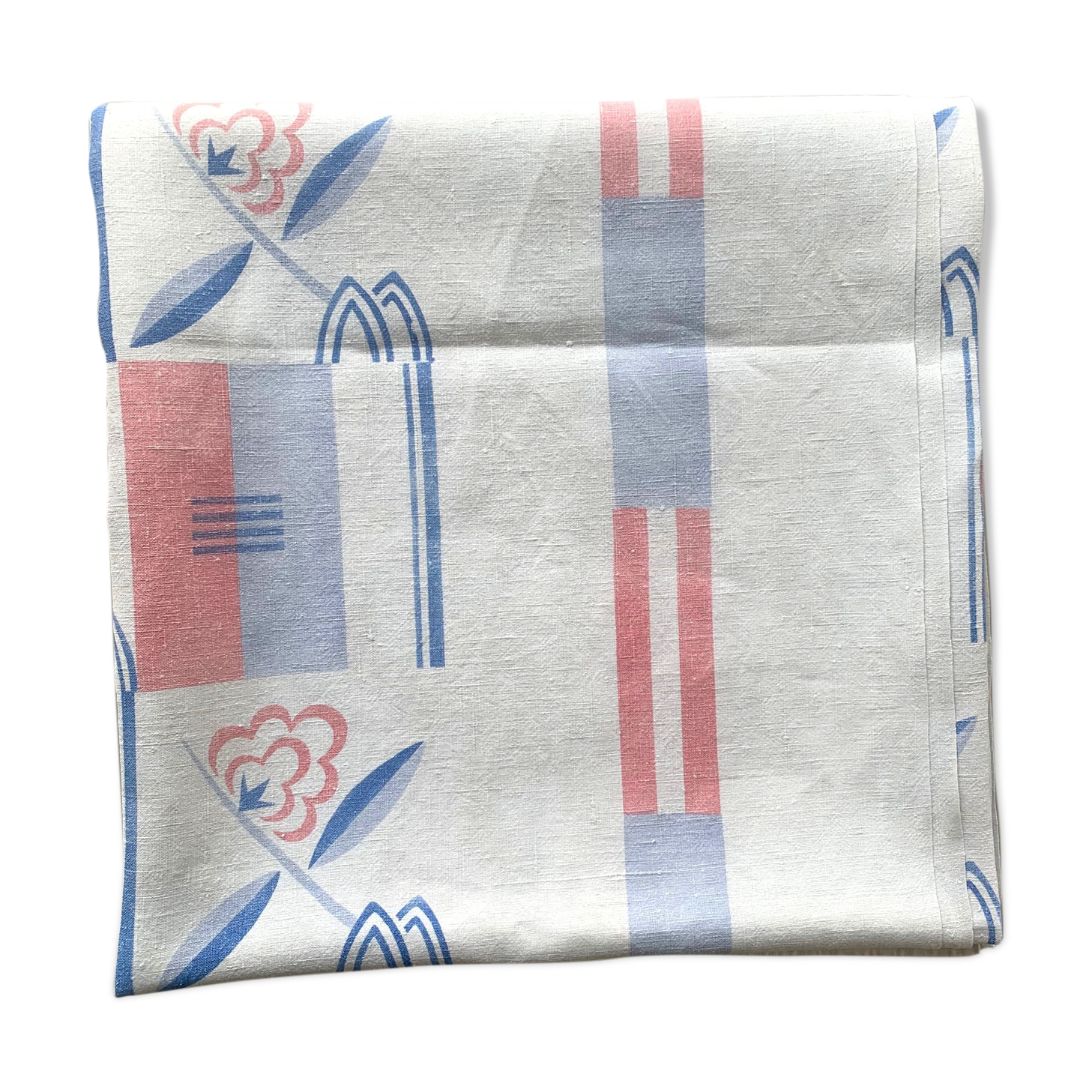 Art deco pattern linen tablecloth