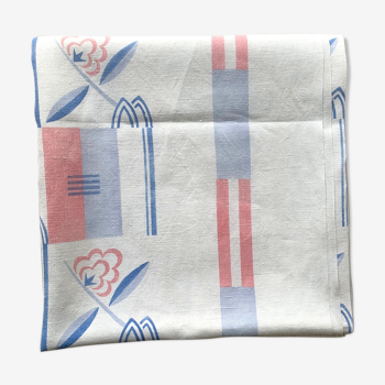 Art deco pattern linen tablecloth