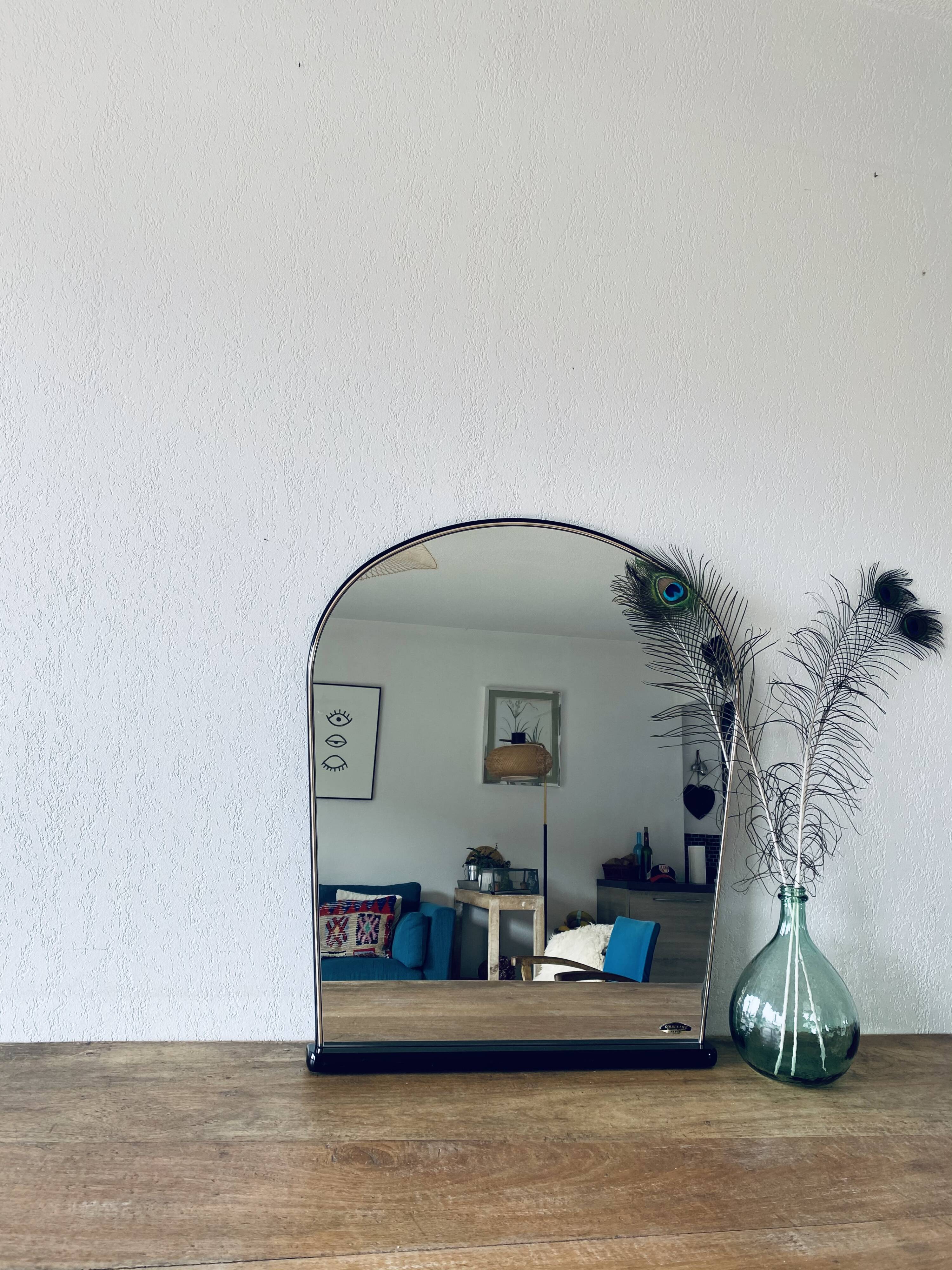 Black and gold art deco mirror - 81x69cm