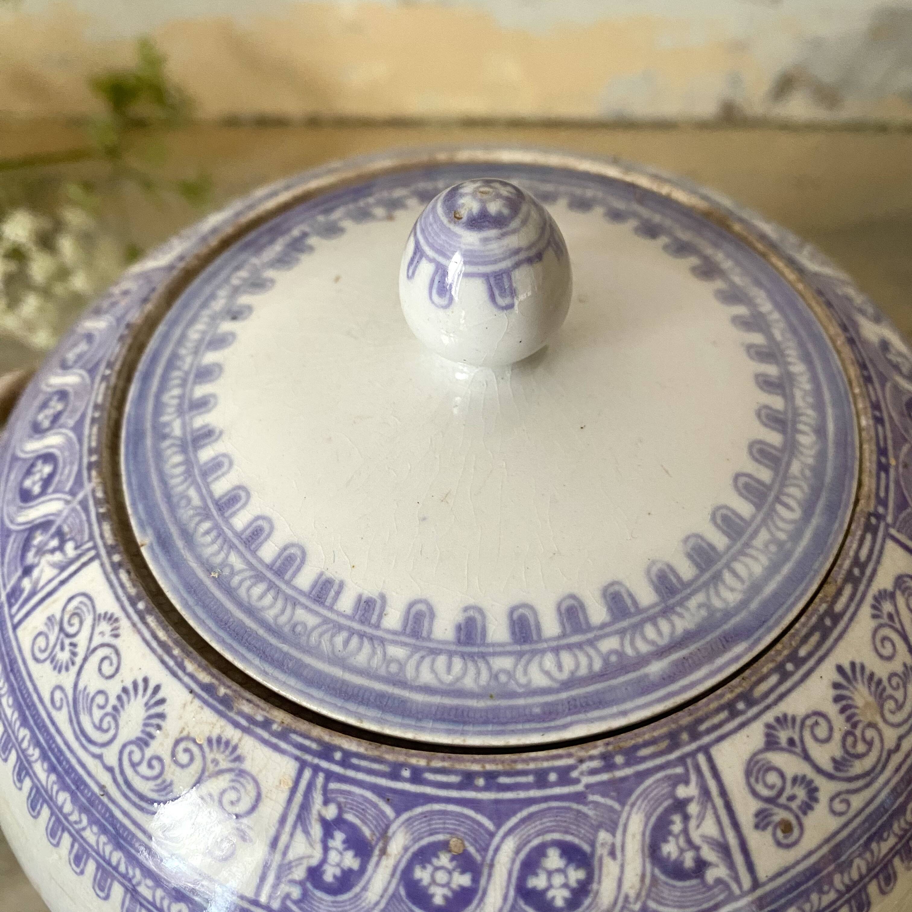 Purple ironstone sugar bowl