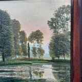 Tableau impressionniste, huile sur toile signée sonneville  + 4 cd neufs