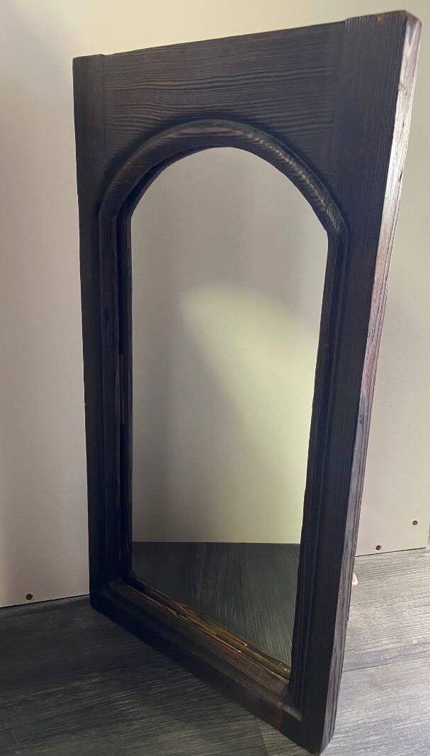 Antique Decorative Mirror Solid Oak Wood Frame Molded Vintage Art