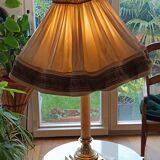 large Napoleon III bronze and onyx column lamp