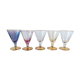 Série de 5 petits verres au pied doré