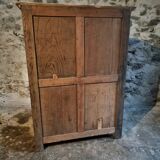 Antique French wardrobe in oak and pine, late 19th century.