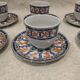 6 cups and 6 saucers, Christofle porcelain, Oceana Ginkgo blue pattern