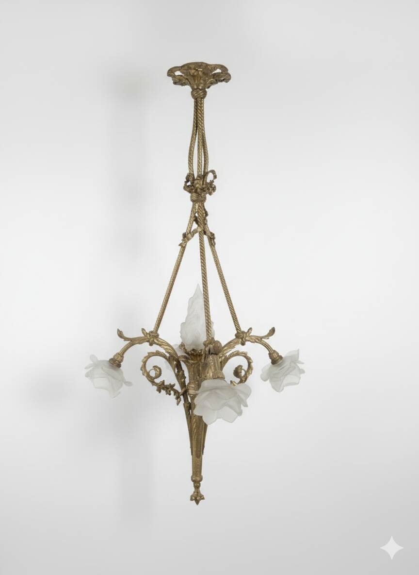 Antique bronze chandelier in Louis XV style
