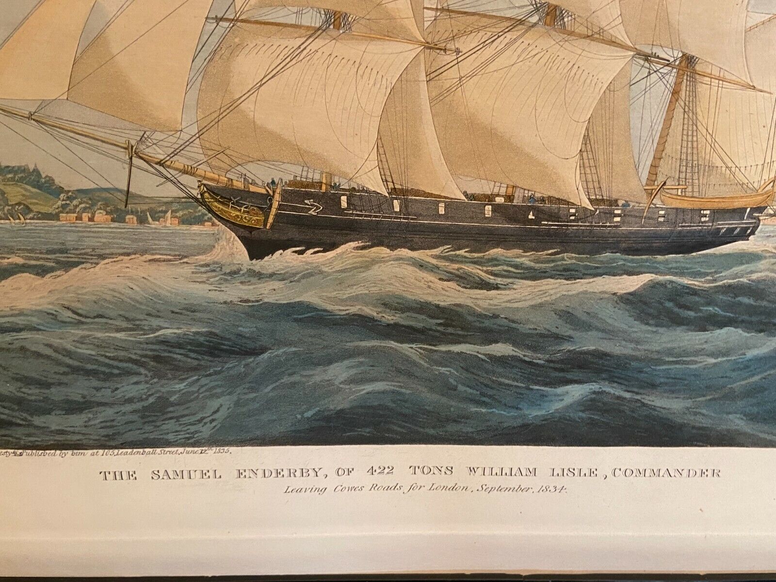 Engraving XIXth The Samuel Enderry of 422 tons William Lisle W.J. Huggins Rosenberg