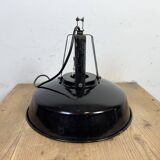 Industrial french black enamel pendant lamp from mazda, 1960s