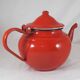 Vintage teapot coffee maker in red enameled metal