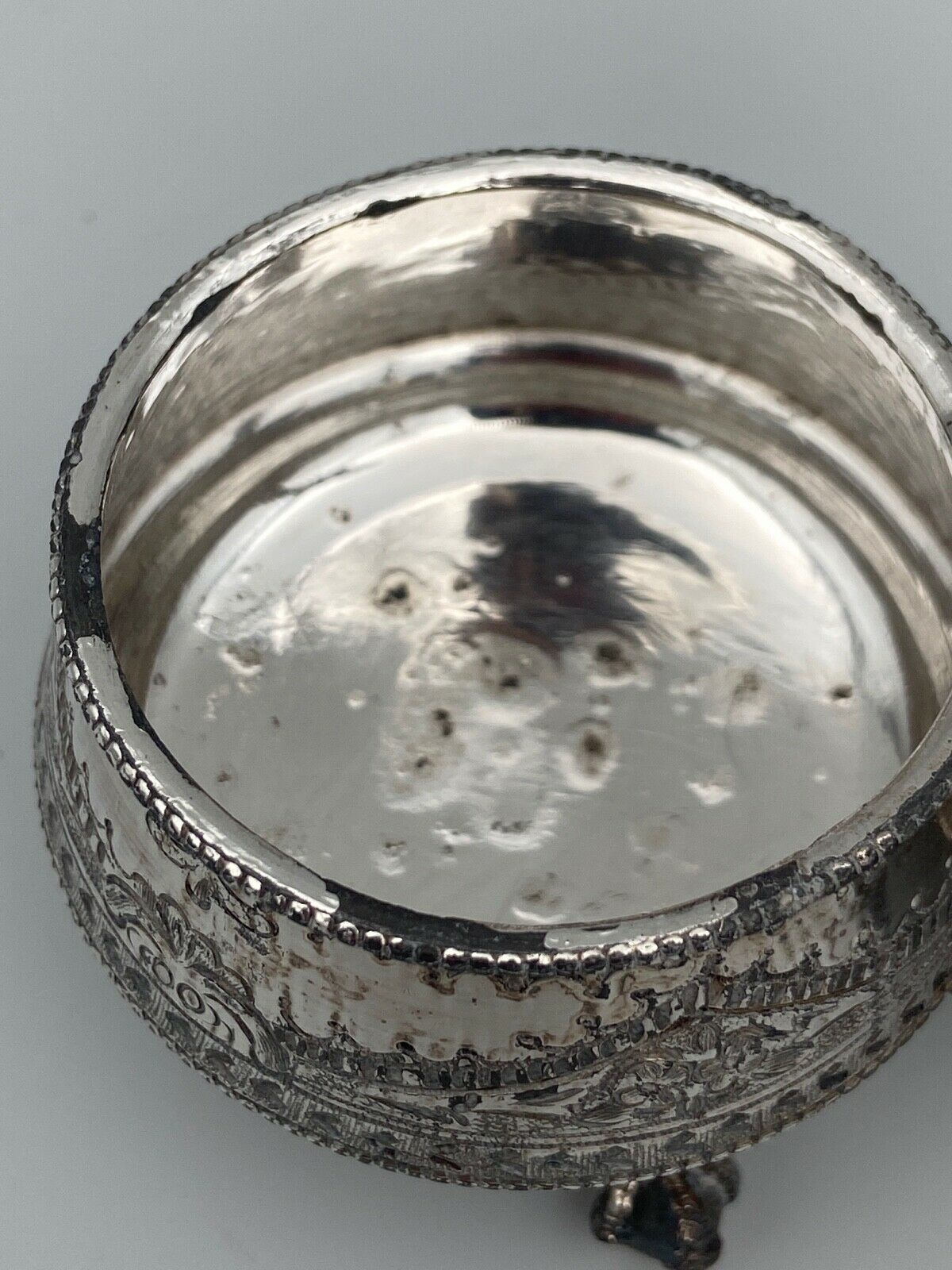 Saliere pepper metal silver Louis XV-XVl style rich ornamentation