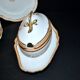 Paris porcelain set of 12 plates, dish and sauce boat, antique tableware with monogram BA.