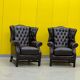 Vintage leather chesterfield wingback armchair (price is for one)
