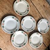 Set of 6 ceramic plates signed courbet e. charbonnier salins les bains