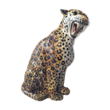 Enamelled terracotta leopard from the 60s Italy