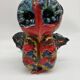 Owl Sculpture in Glazed Ceramic Dated 1991 on Wrought Iron Base