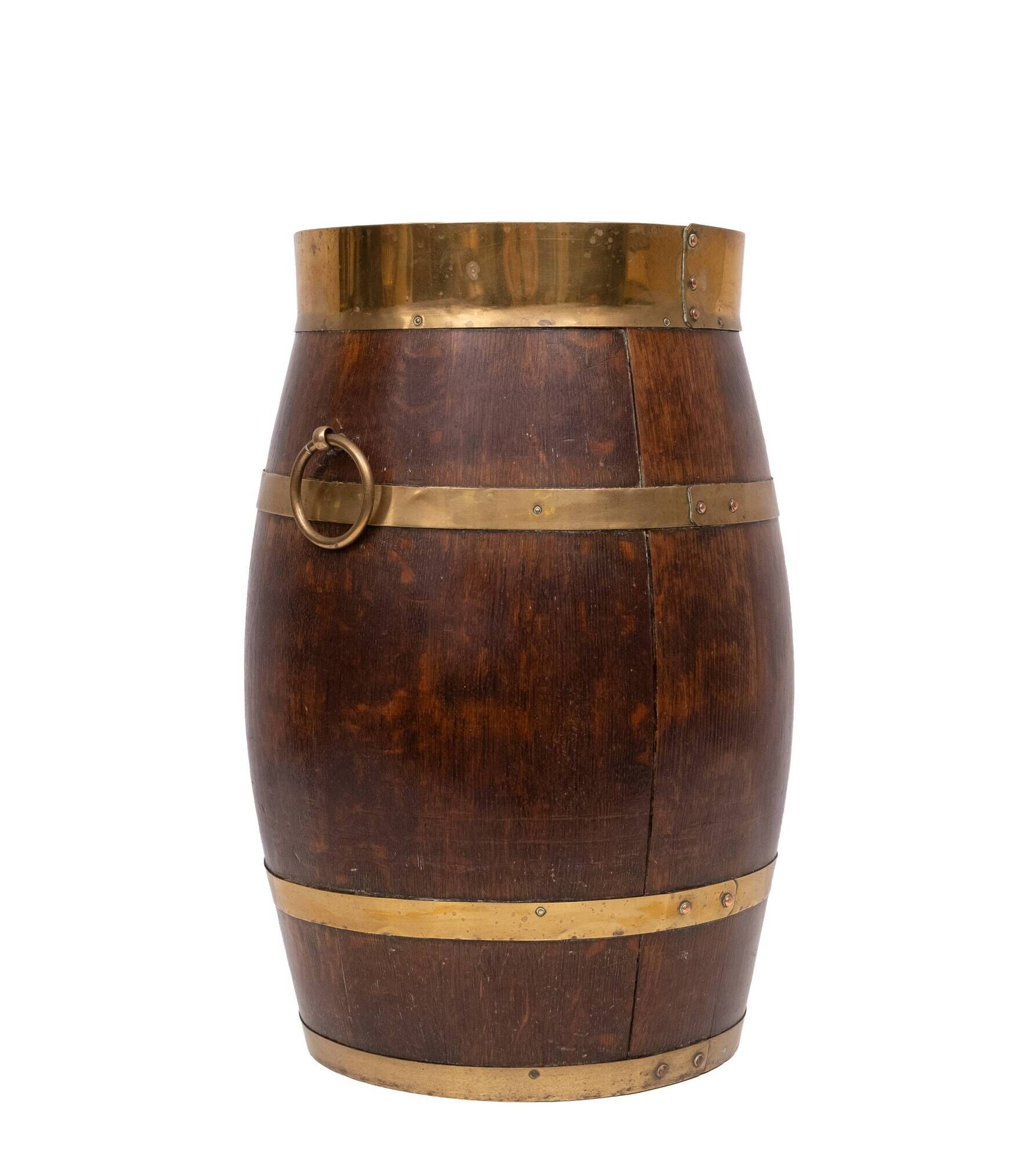 Antique Coopered Hallway Barrel, Dutch , Oak, Brass, Stick, Umbrella, Stand