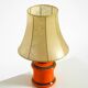 Beautiful 1960s orange ceramic table lamp with Cocoon shade | Made in Italy