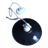 Industrial black enameled sheet metal pendant light
