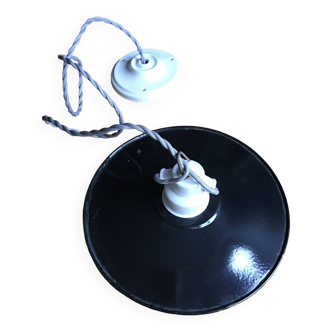 Industrial black enameled sheet metal pendant light