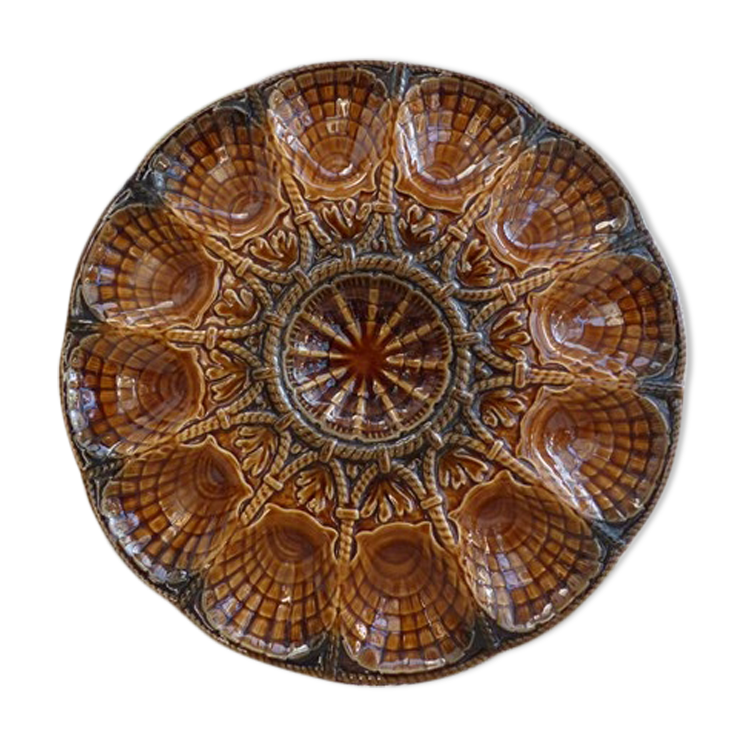 Sarreguemines barbotine shellfish dish