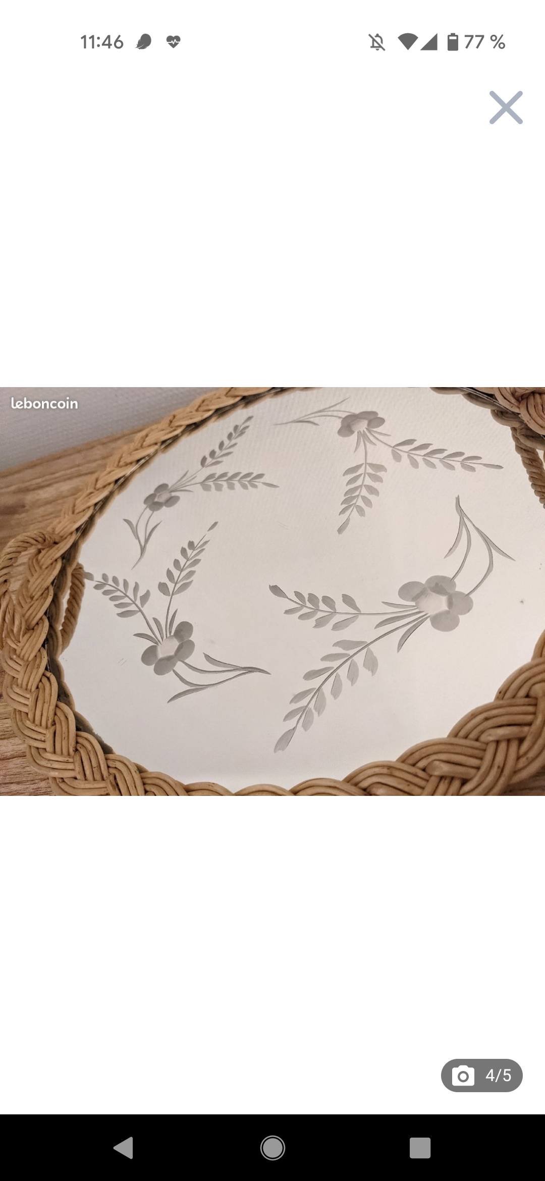 Rattan top and vintage chiseled mirror