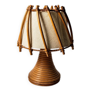 Lampe à poser vintage - osier bambou
