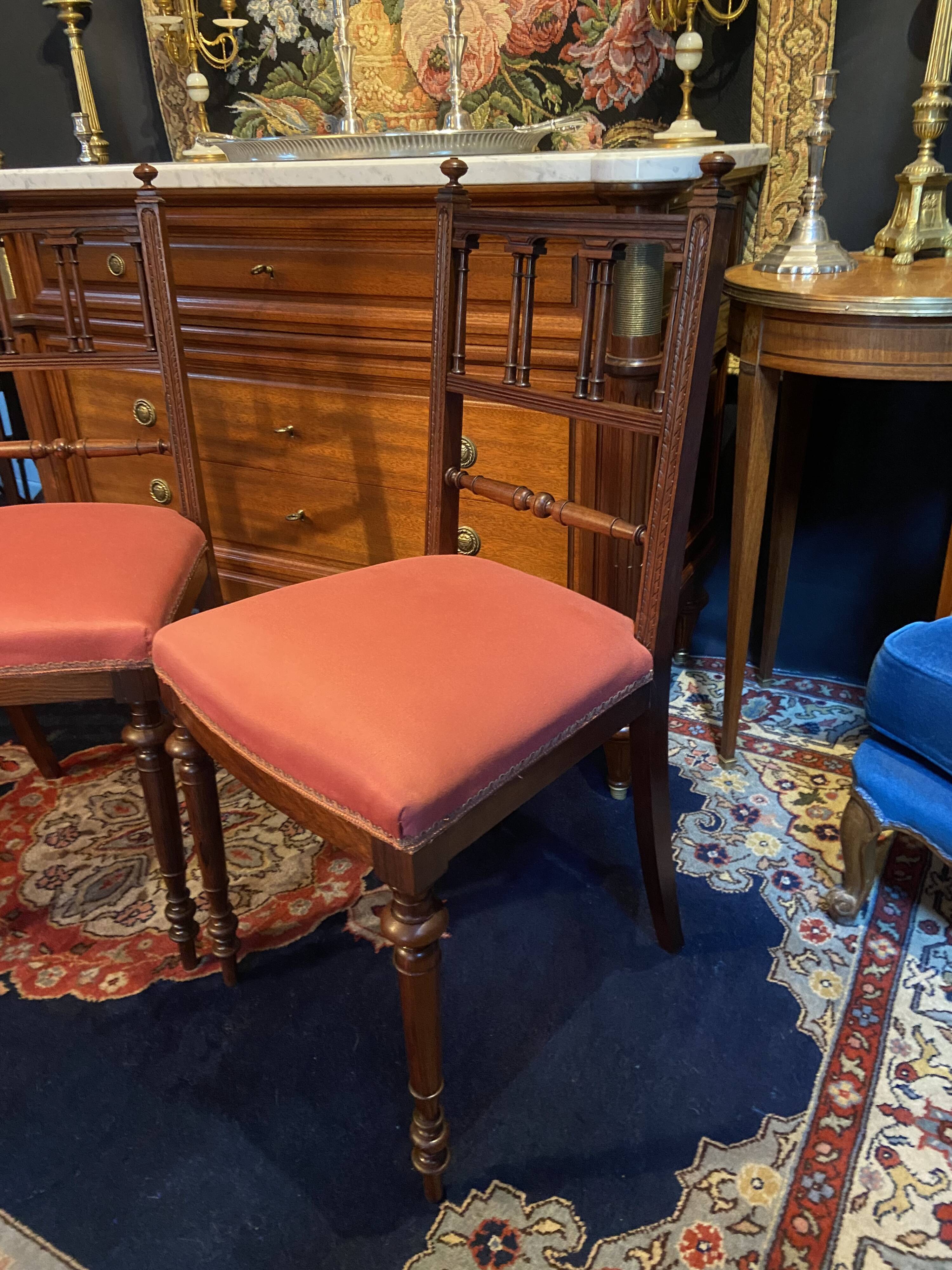 Pair of rosewood chairs from the 19th century, Napoleon III style.