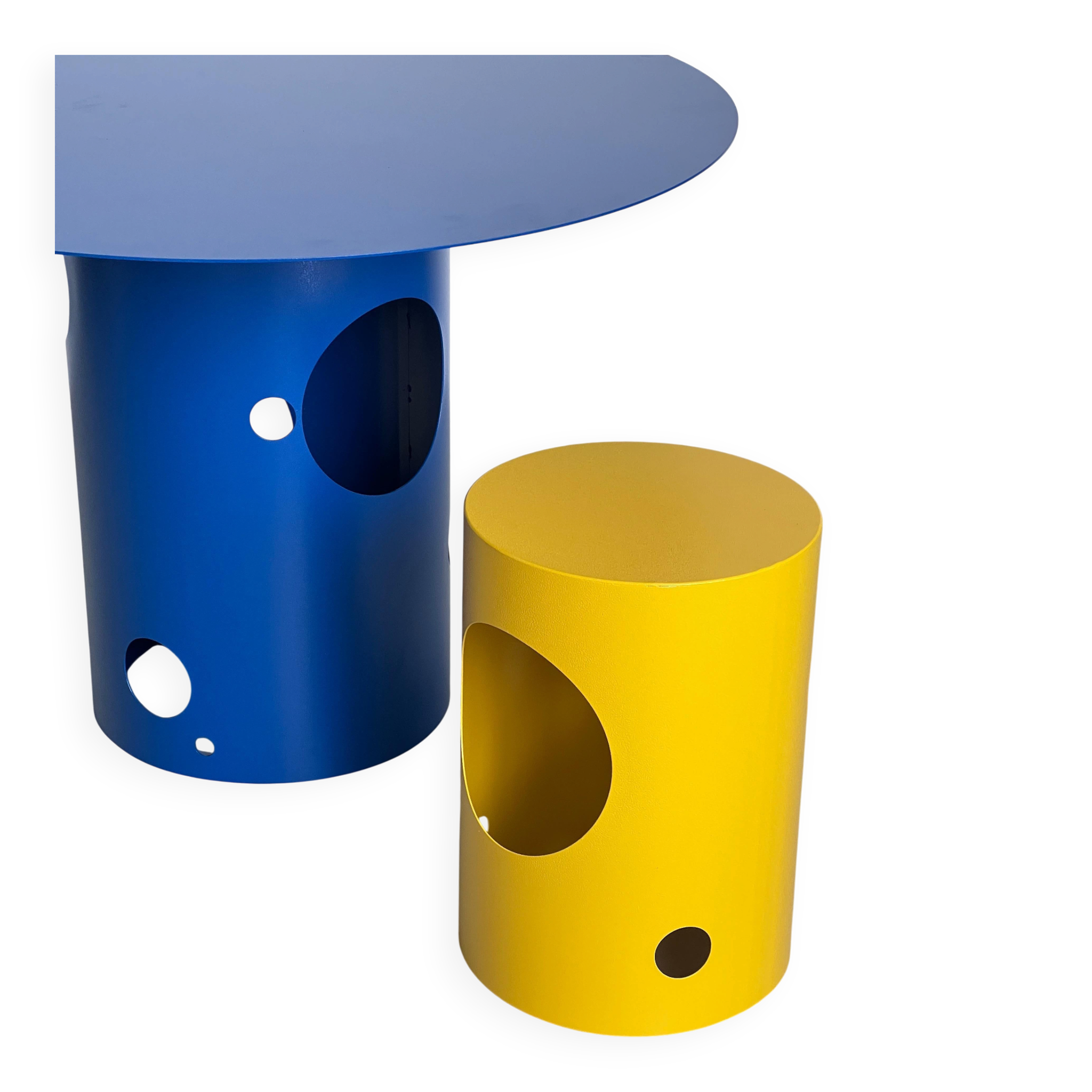 Table de salle à manger italienne contemporaine du XXIe siècle, silos, bleu électrique