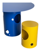 Table de salle à manger italienne contemporaine du XXIe siècle, silos, bleu électrique