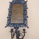 Applique miroir bougeoirs bronze doré