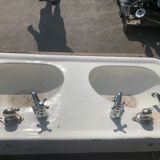 Washbasin double basin with enamelled column base Art Deco XX century