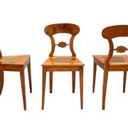 Biedermeier Board Chairs in Cherry Veneer and Mesh, Vienna, 1830s, Set of 6