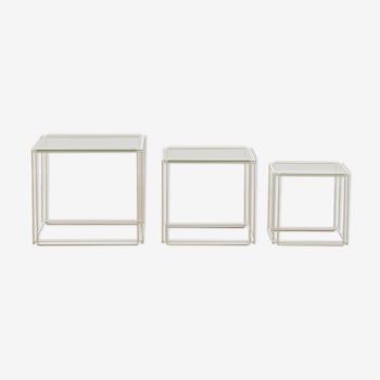 White Isocele nesting tables by Max Sauze France, 70