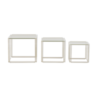 White Isocele nesting tables by Max Sauze France, 70