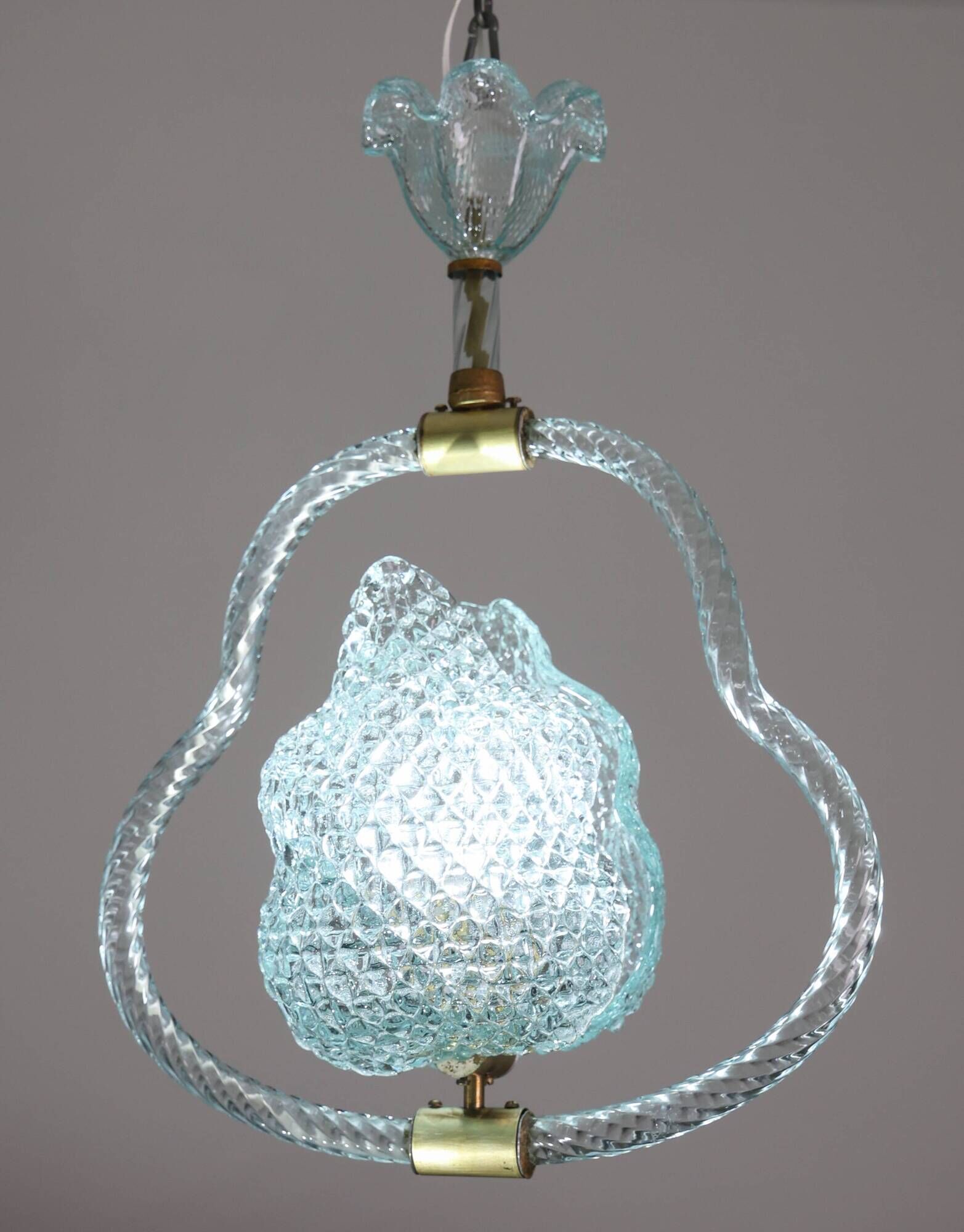 Charming Light Blu Murano Glass Chandelier by Barovier e Toso, 1950s