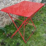 Red garden iron table
