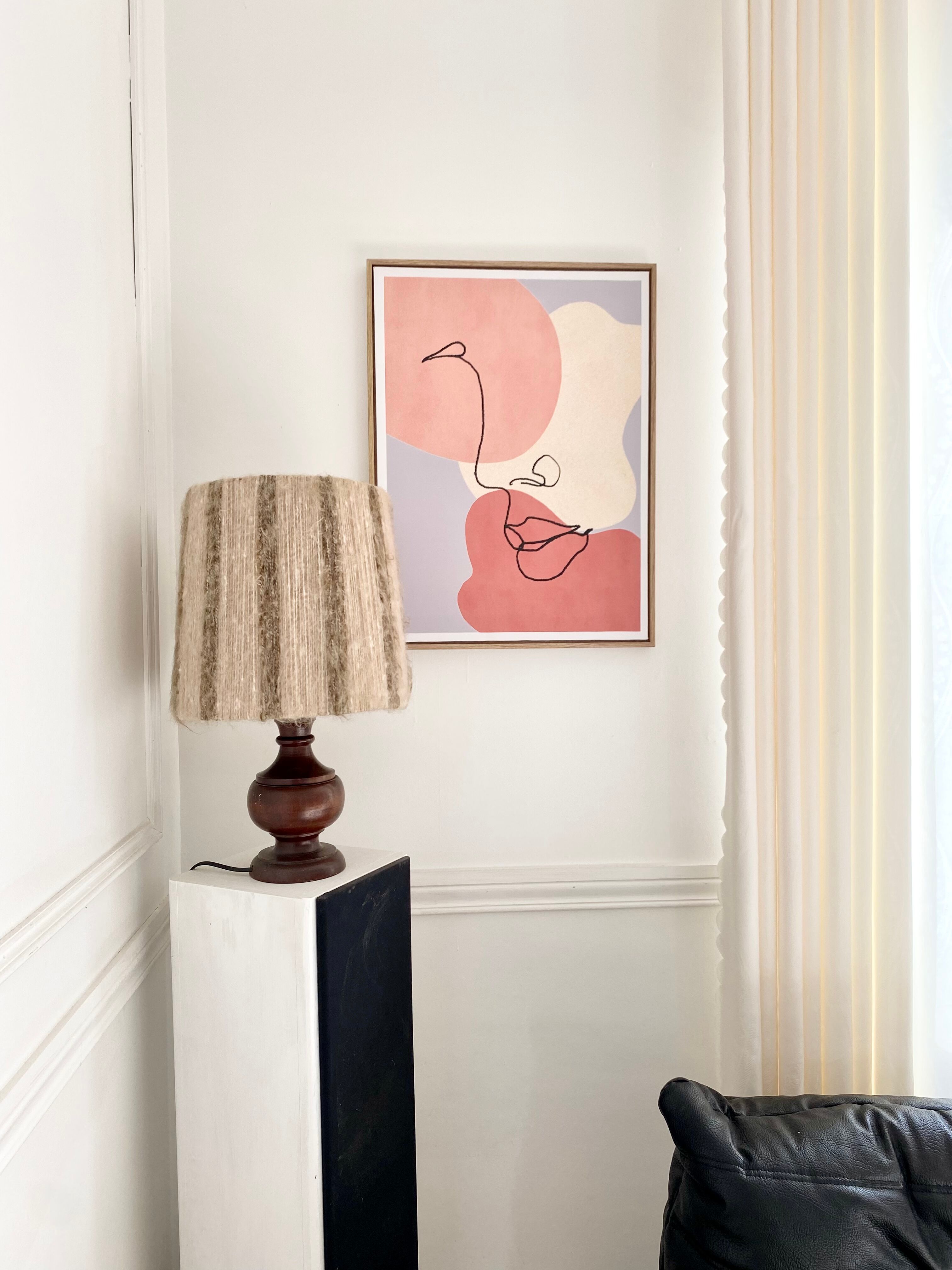 Lampe à poser abat-jour laine vintage