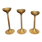 Suite de 3 bougeoirs en laiton vintage