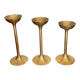 Suite of 3 vintage brass candle holders