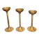 Suite of 3 vintage brass candle holders