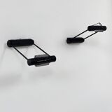 Pair of adjustable vintage wall lights, matte black metal, Italy, 1980.