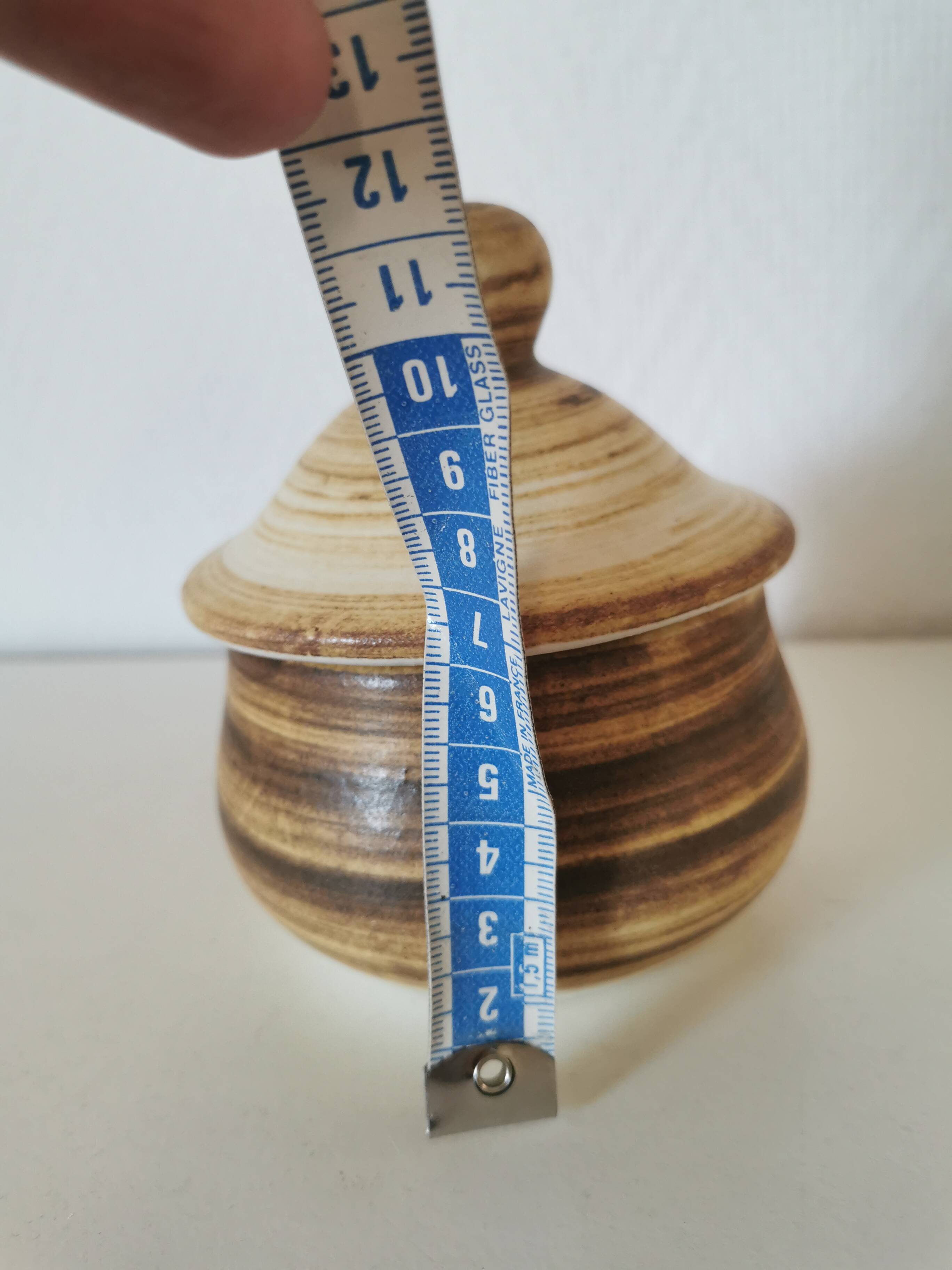 Longchamps beige and brown ceramic sugar bowl