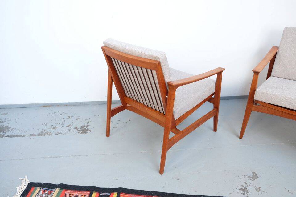 Vintage Thonet teak armchair, retro 1960s–70s style.