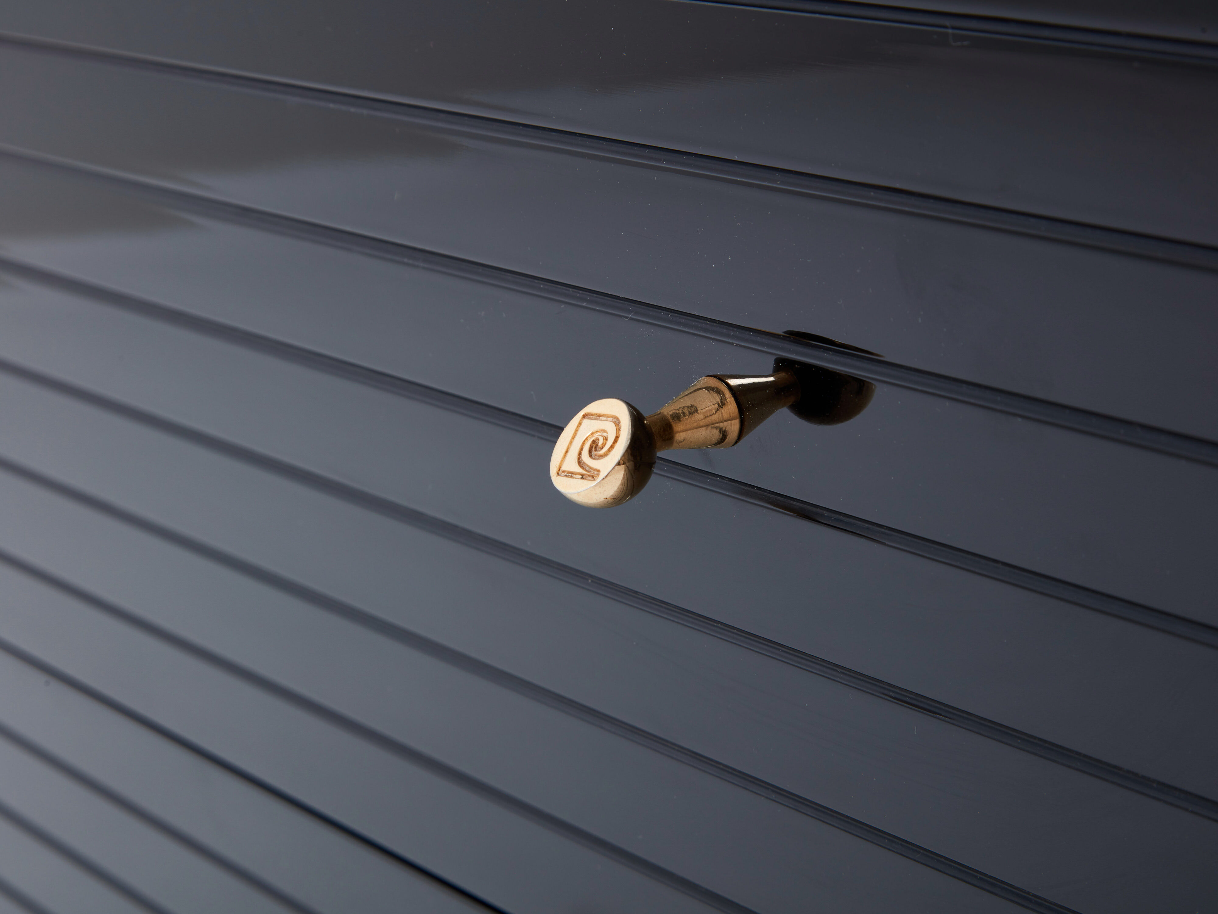 Black lacquered brass chest of drawers signed Pierre Cardin 1980