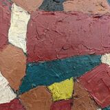 Mid-Century Modern Swedish "Gear" Vintage Abstract Oil Painting, Framed