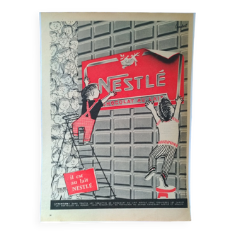 Une publicité papier  chocolat Nestlé   issue d'une revue d'époque