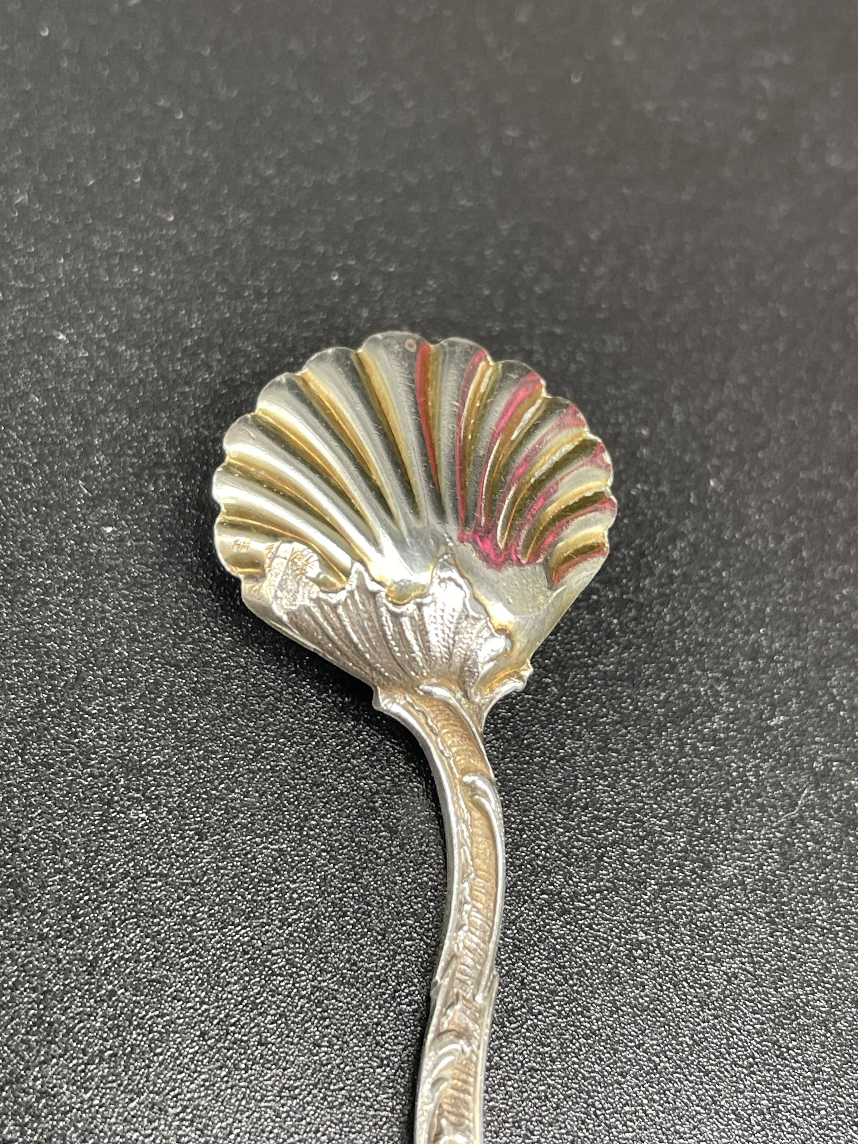 4 salt pots, silver, Ravinet D'enfert, 4 shovels, white glass interior, case, purple interior, 19th century