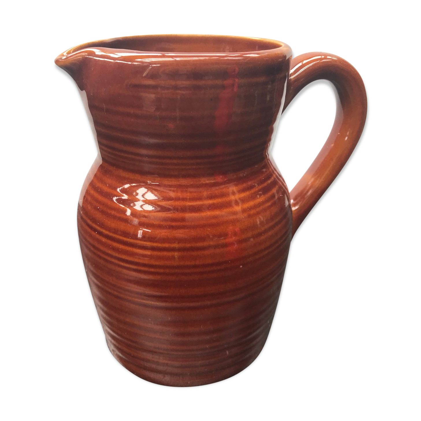Former pitcher 2l ceramics striped brown 70s vintage