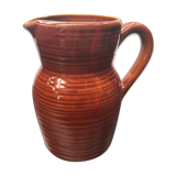 Ancien pichet 2l céramique rayée marron années 70 vintage